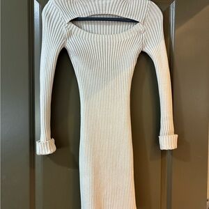 Windsor Ribbed Knit Dress in Ivory